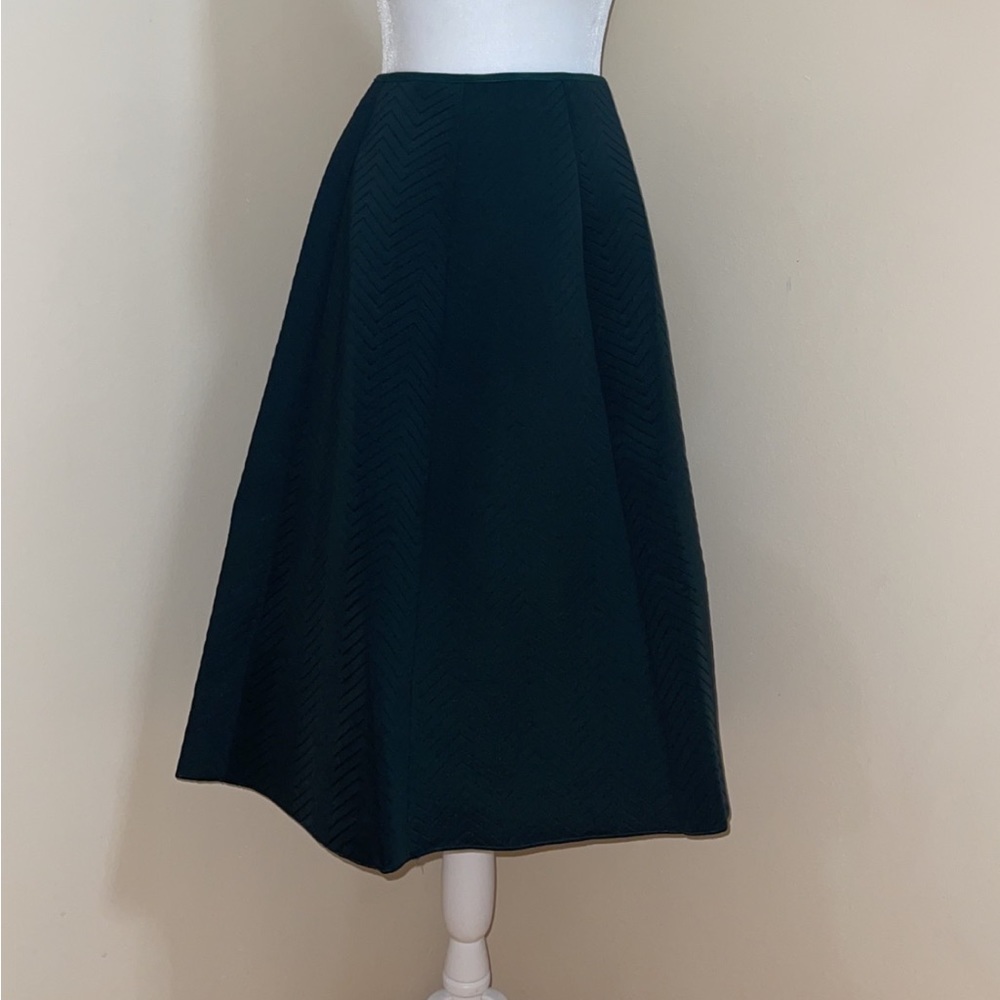 Women’s Skirts Size Medium Dark Green High Waist Jacquard Pleated A Line Skirt